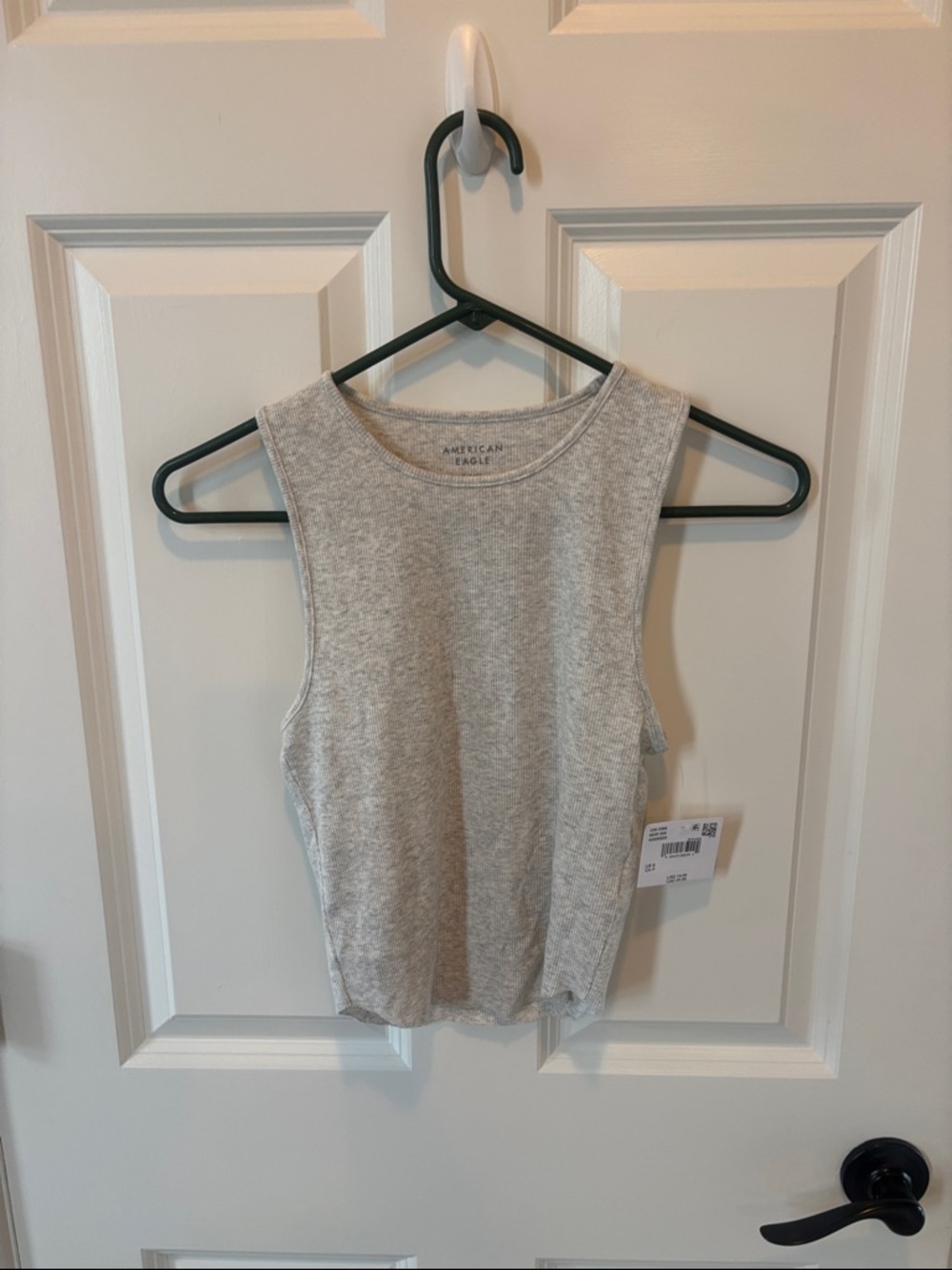 American Eagle Outfitters Light Gray Ribbed Tank Top